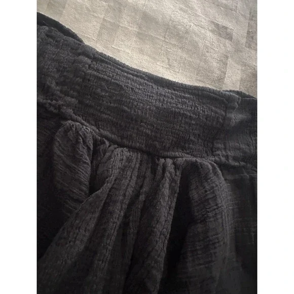 Princess Polly Top Womens US 6 Black Strapless Peplum Gauze Smocked Tie Front - Picture 8 of 12